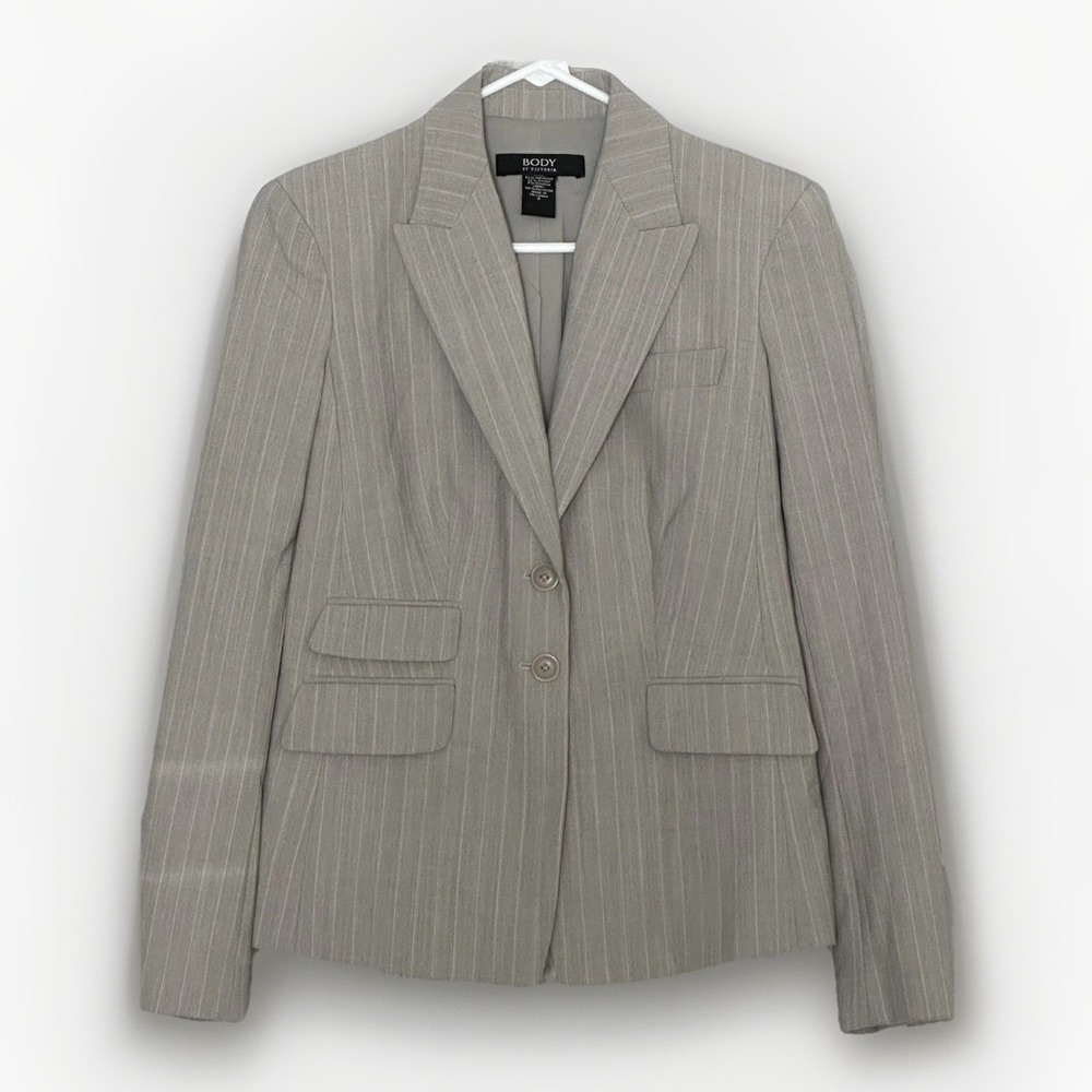 Body By Victoria Gray Pinstripe 4 Blazer Professional Tailored Office Siren
